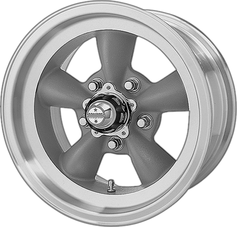 American Racing Torque Thrust D, 15 x 8 inch, 5x114.3 PCD, ET0 Magnesium Gray with Machined Lip Single Wheel